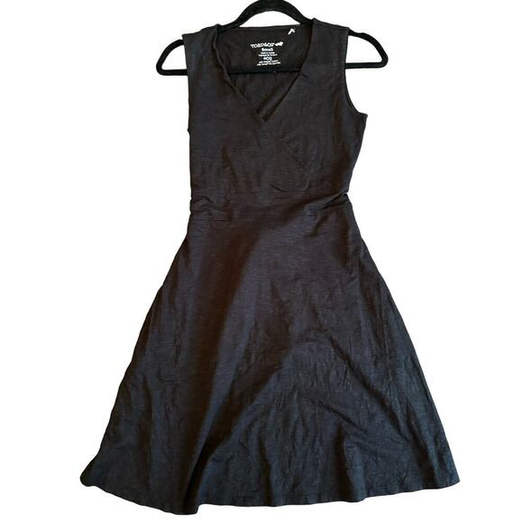 Toad&Co Womens Cue Wrap Dress S Black Sleeveless Organic Cotton Blend Casual - Picture 2 of 6